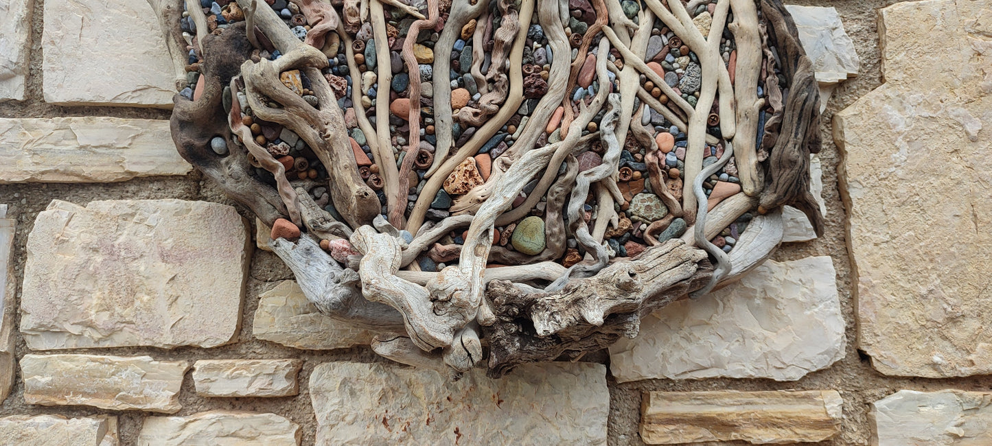 Abstract driftwood wallart sculpture