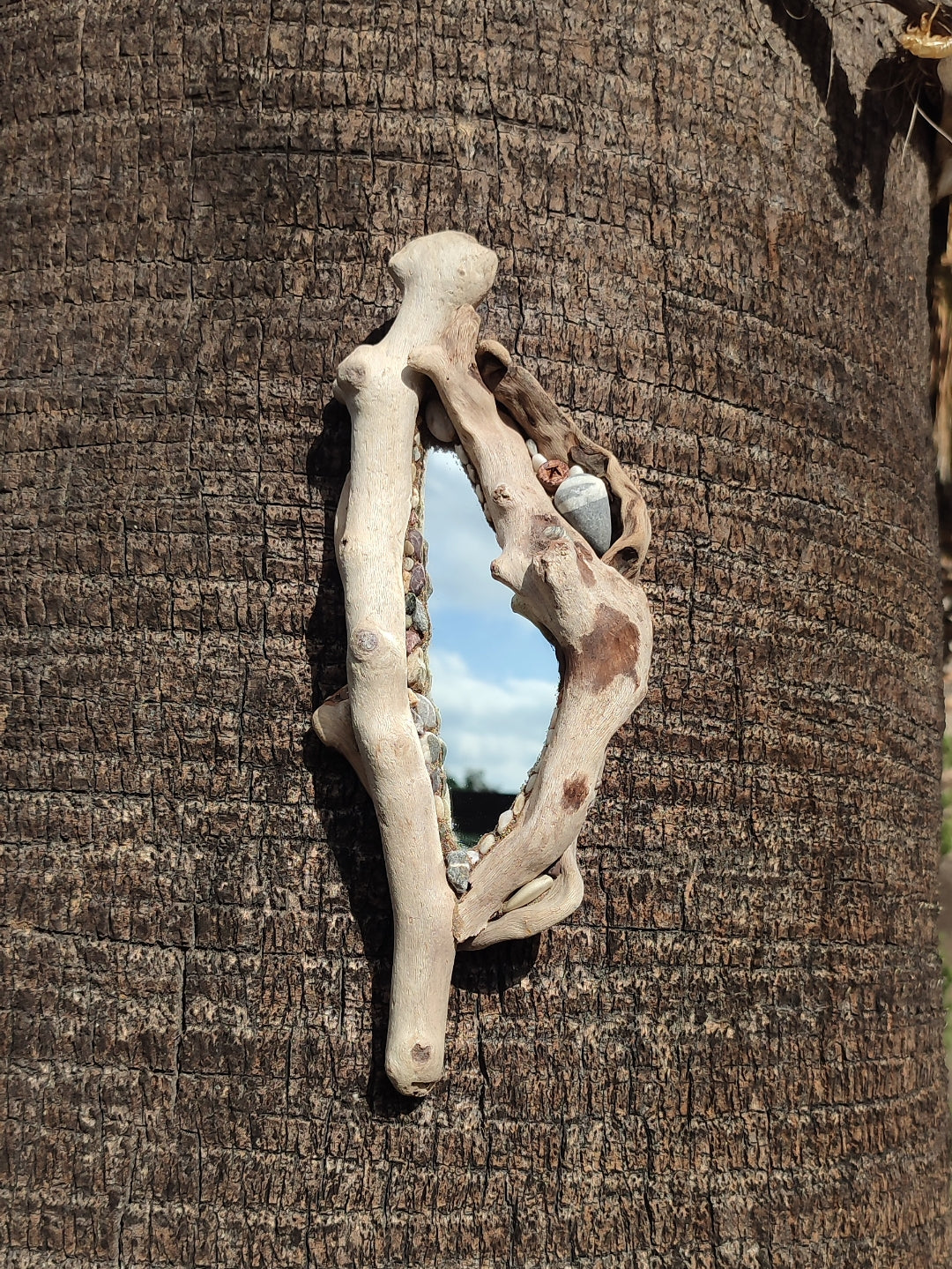 Driftwood & Pebble Handmade Mirror