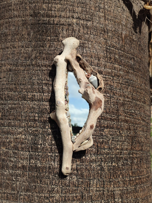Driftwood & Pebble Handmade Mirror