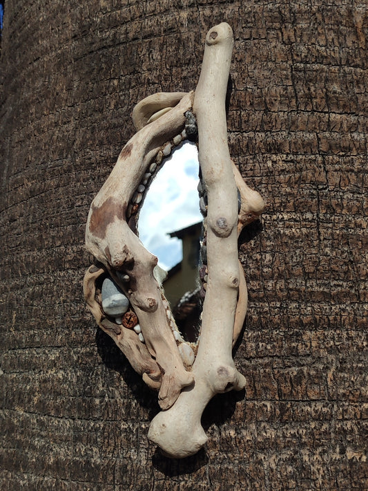 Driftwood & Pebble Handmade Mirror
