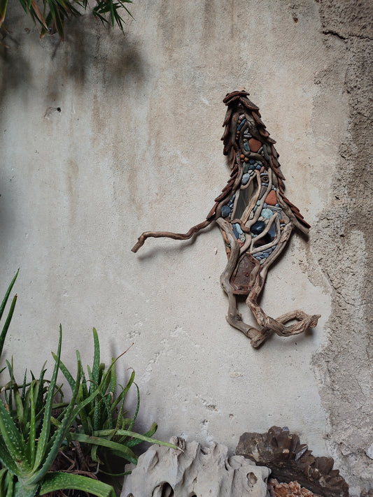 Wicked driftwood housefront wall art